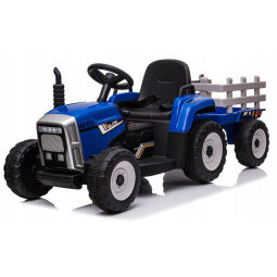 Tractor albastru pentru copii cu remorcă