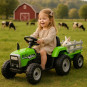 Tractor pentru copii cu remorcă de culoare verde