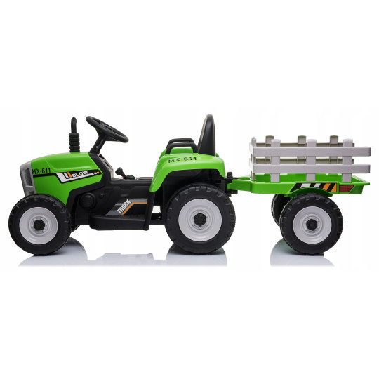 Tractor pentru copii cu remorcă de culoare verde