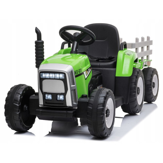 Tractor pentru copii cu remorcă de culoare verde