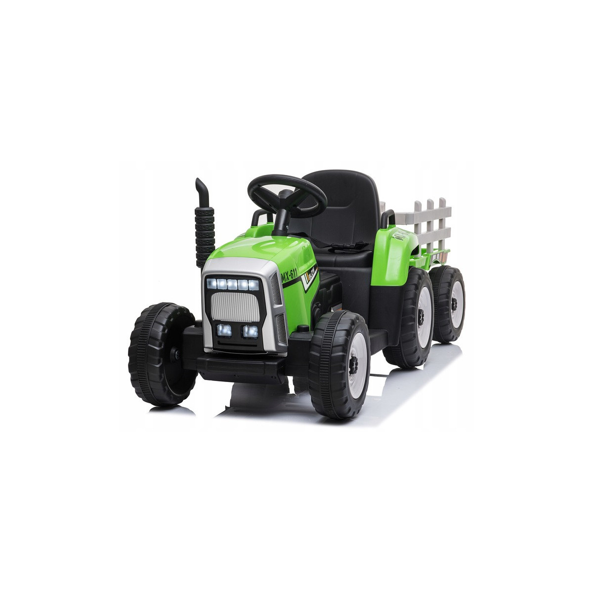 Tractor pentru copii cu remorcă de culoare verde