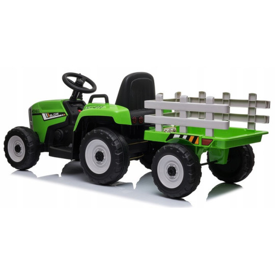 Tractor pentru copii cu remorcă de culoare verde