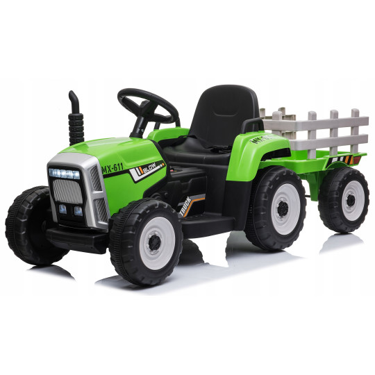 Tractor pentru copii cu remorcă de culoare verde