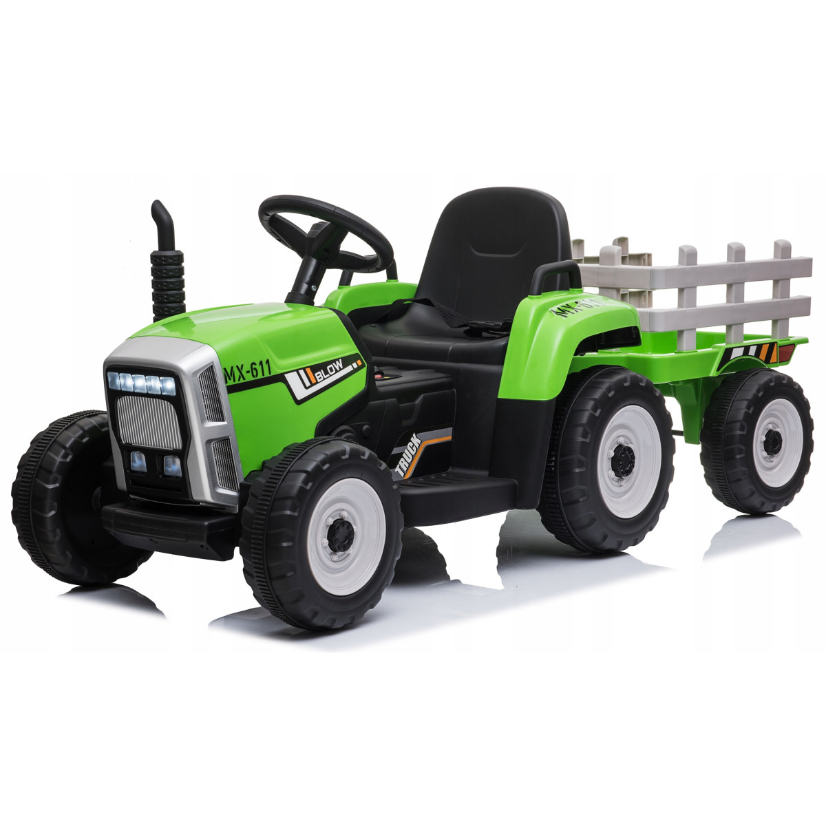 Tractor pentru copii cu remorcă de culoare verde