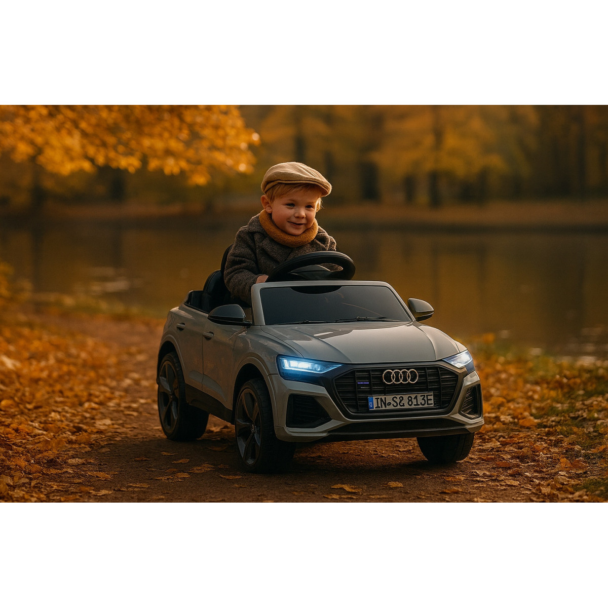 Mașinuță electrică pentru copii Audi RSQ8, culoare gri