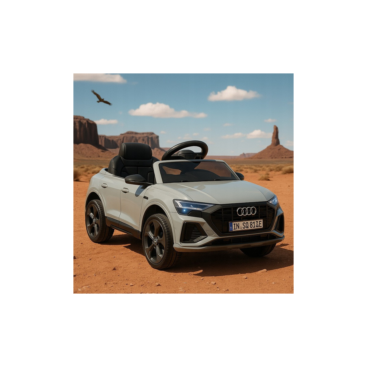 Mașinuță electrică pentru copii Audi RSQ8, culoare gri