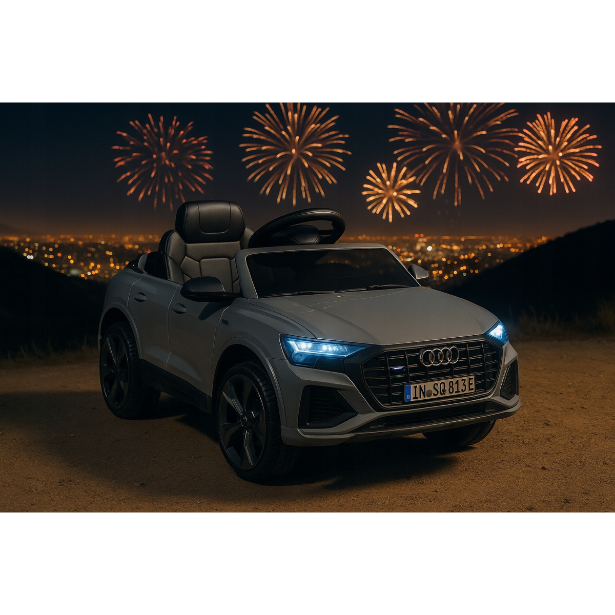 Mașinuță electrică pentru copii Audi RSQ8, culoare gri
