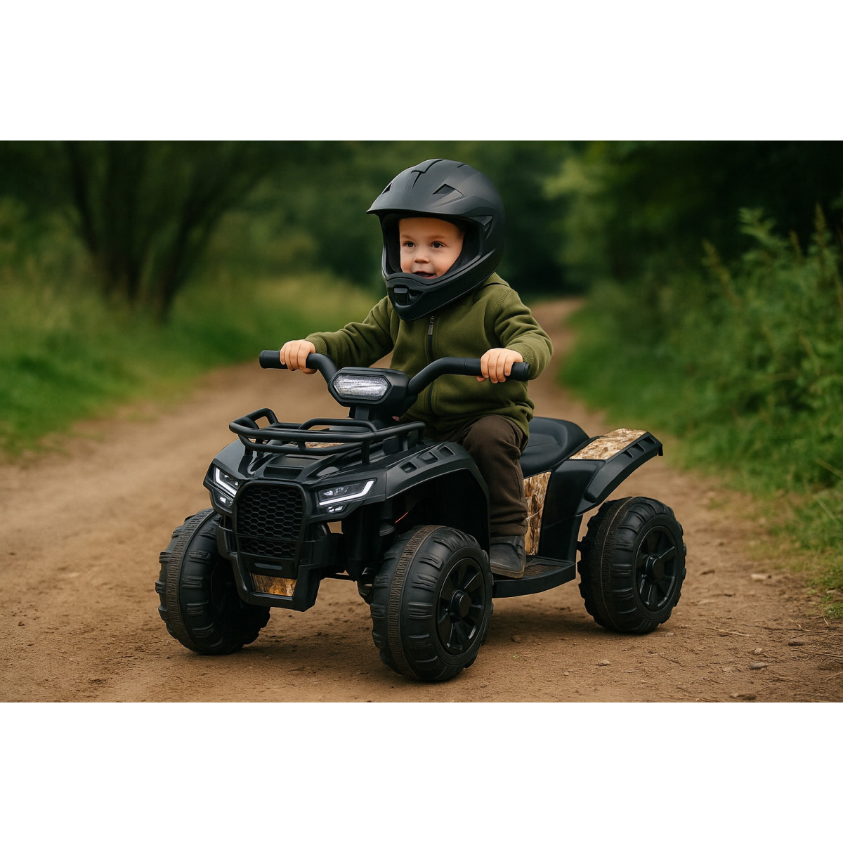 Mică ATV electrică pentru copii J320 de culoare neagră