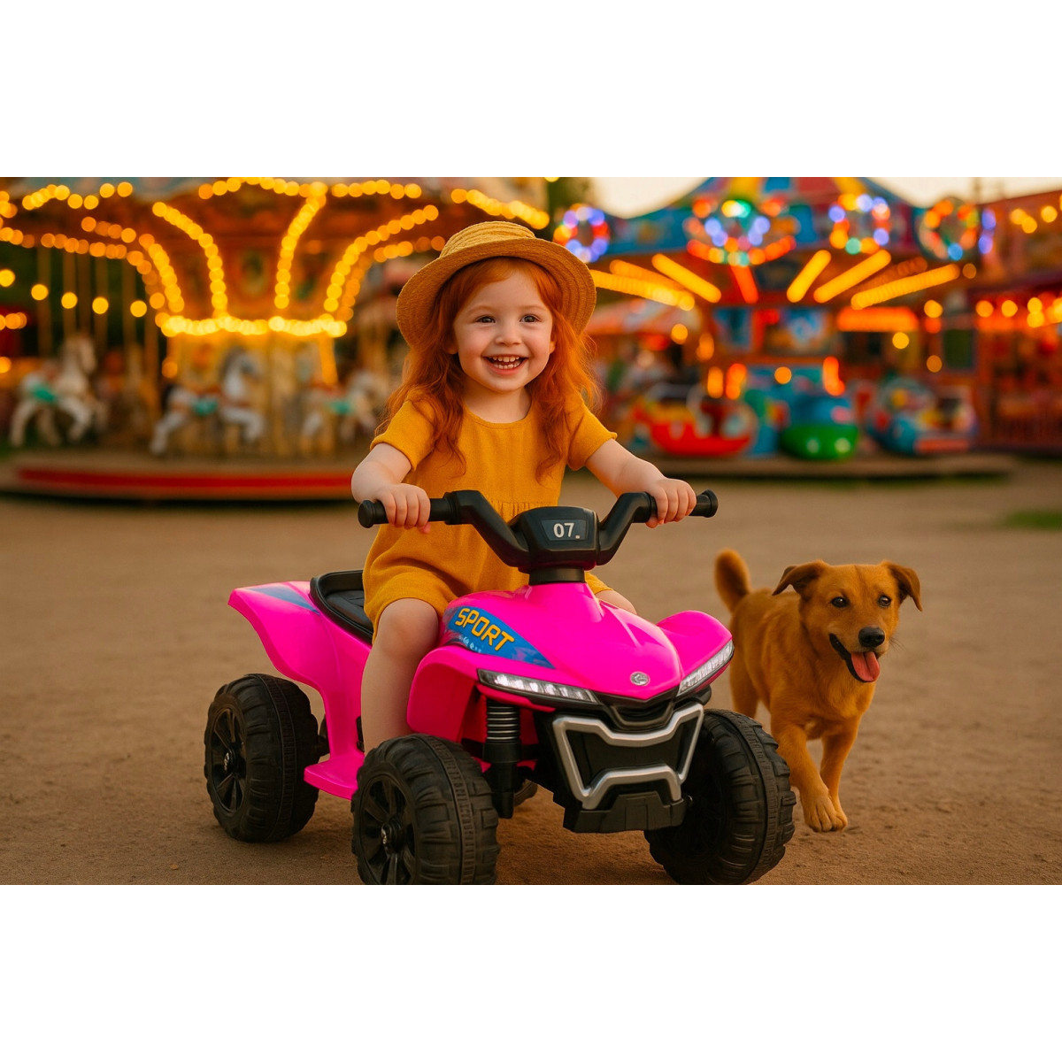 Ružová ștvorkolku Quad Kids E-ATV