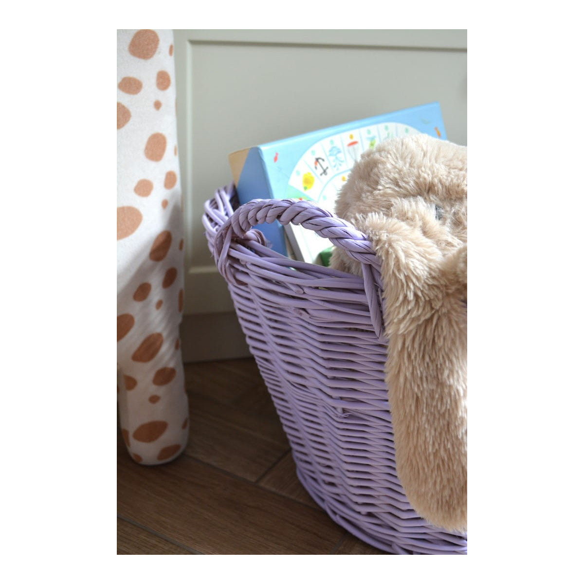 Krásna levandulová košík pre detské hračky 30 cm