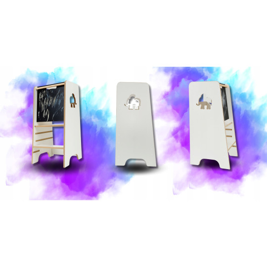 Turnul de învățare pentru copii Elephant cu tablă de desen, 89,5 cm