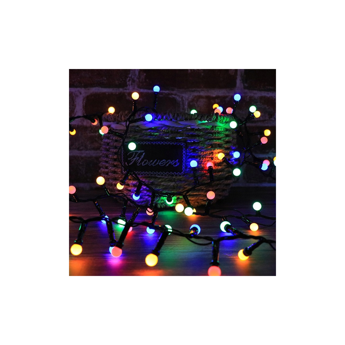 Sfeșnice rotunde colorate 100LED, 10m