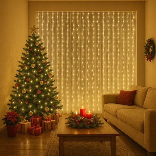 Sistem de lumini LED 300, 3x3, alb cald