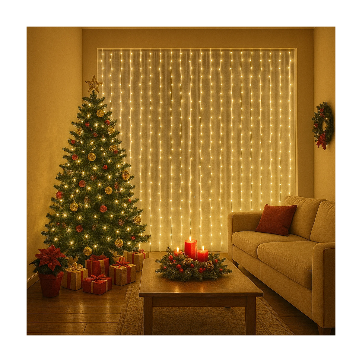 Sistem de lumini LED 300, 3x3, alb cald