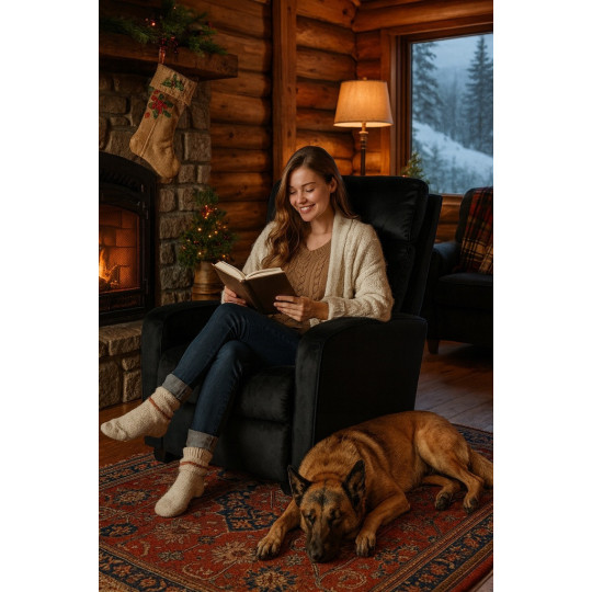 Fotoliu extensibilă din catifea neagră