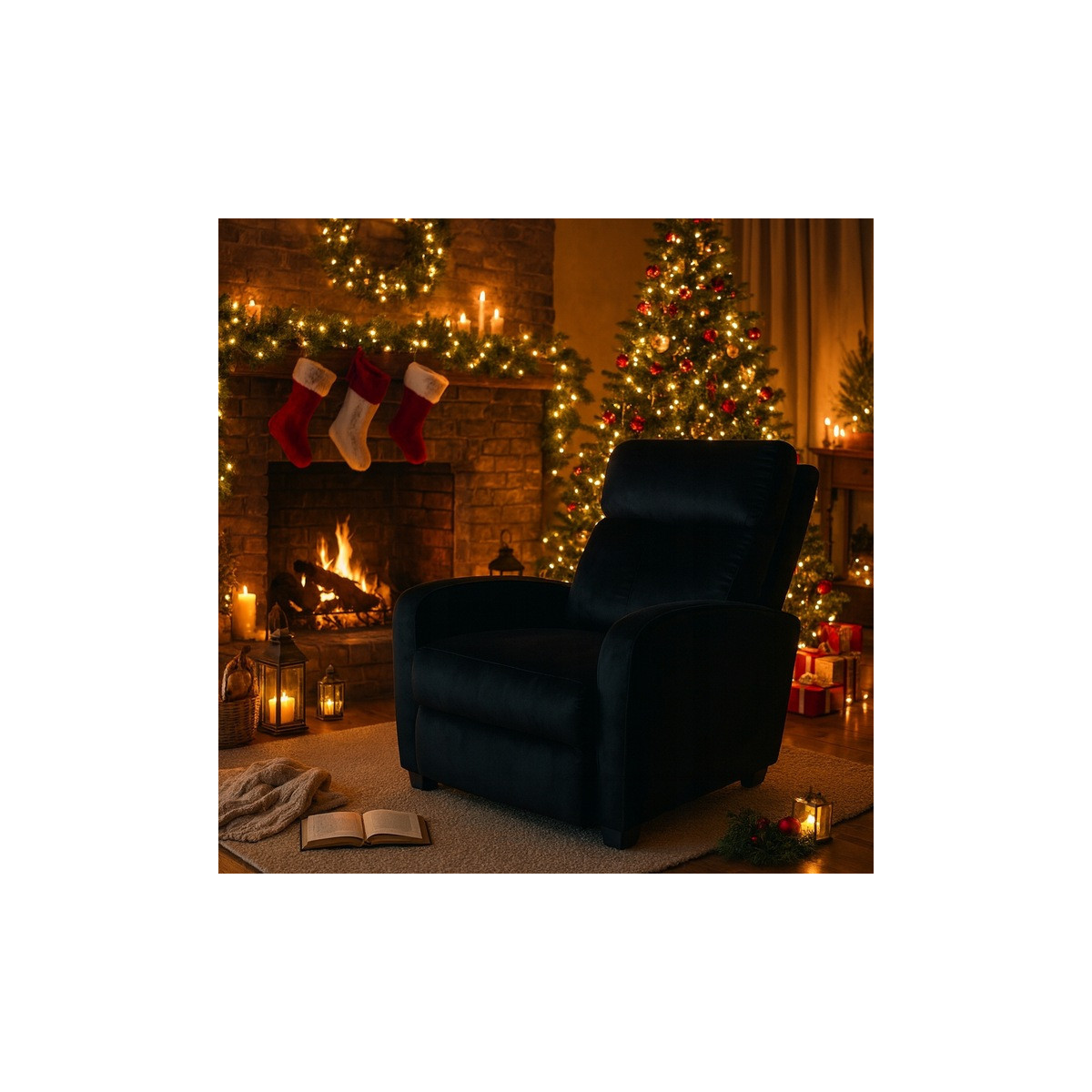 Fotoliu extensibilă din catifea neagră