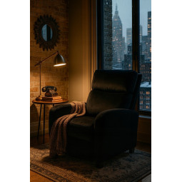 Fotoliu extensibilă din catifea neagră