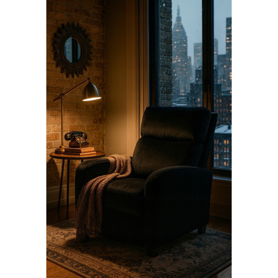 Fotoliu extensibilă din catifea neagră