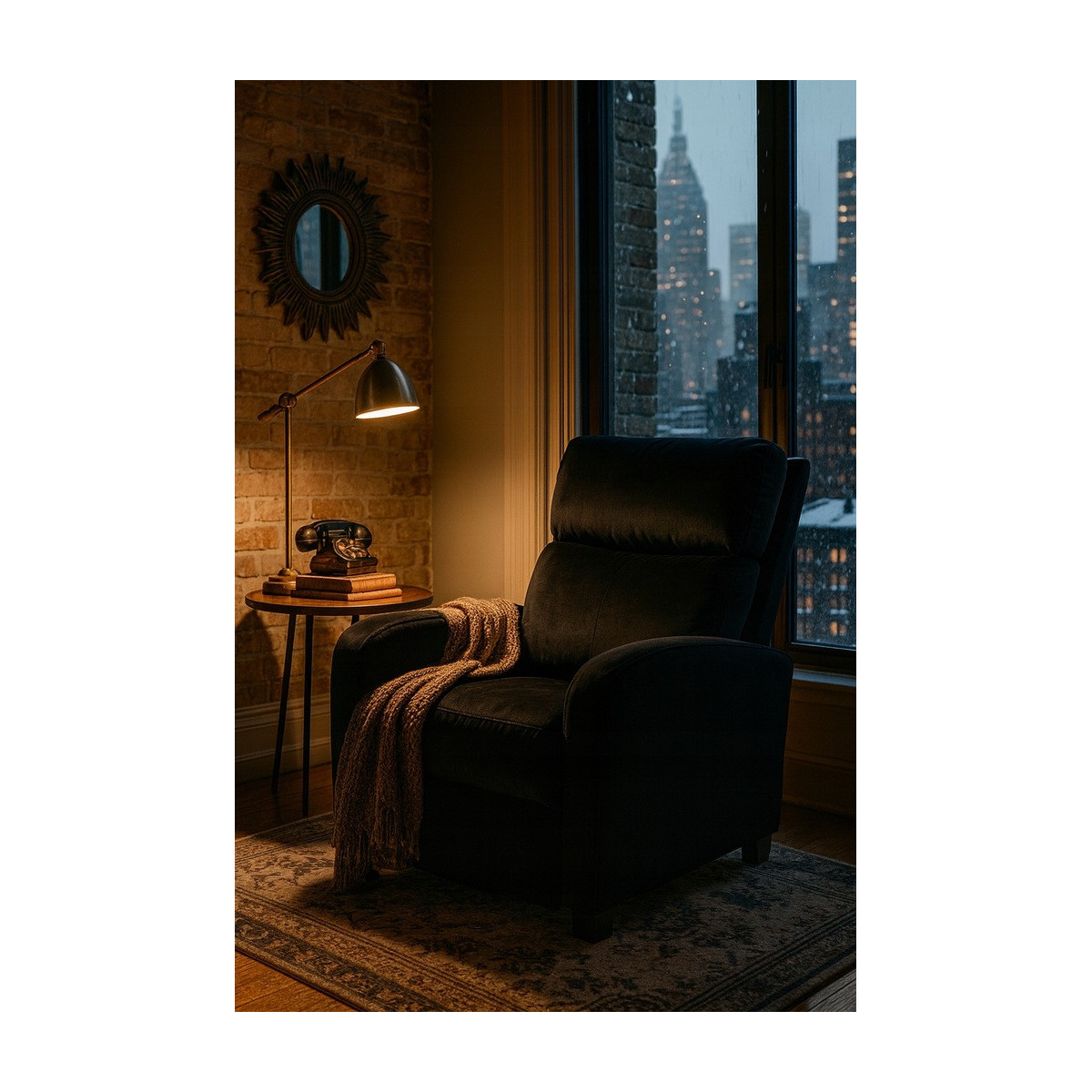 Fotoliu extensibilă din catifea neagră