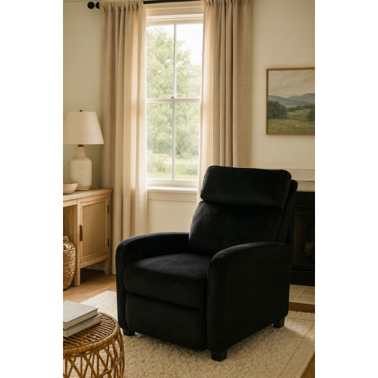 Fotoliu extensibilă din catifea neagră