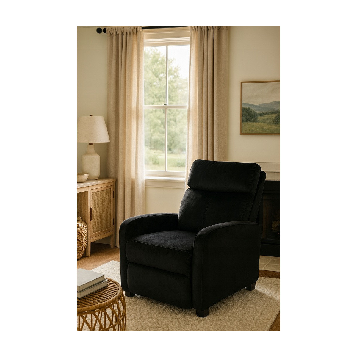 Fotoliu extensibilă din catifea neagră