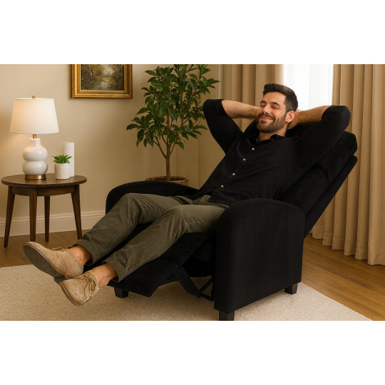 Fotoliu extensibilă din catifea neagră