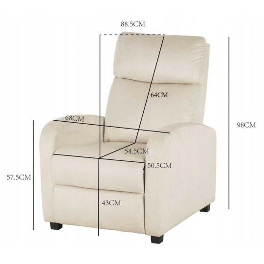 Fotoliu extensibilă de culoare gri - catifea