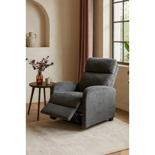 Fotoliu extensibilă de culoare gri - catifea