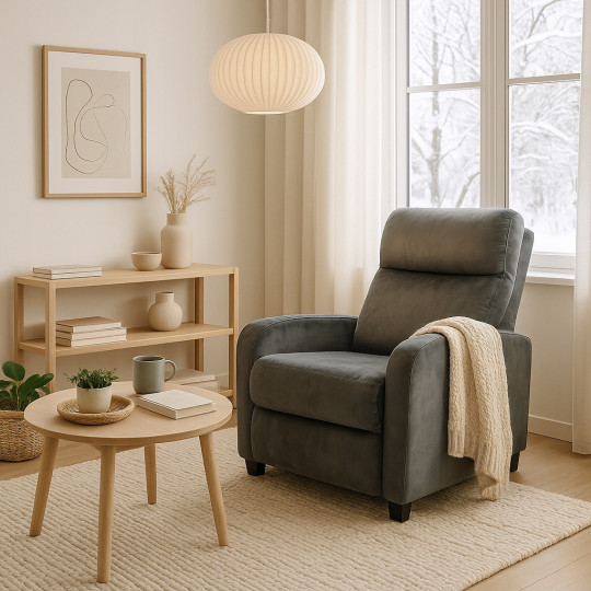 Fotoliu extensibilă de culoare gri - catifea