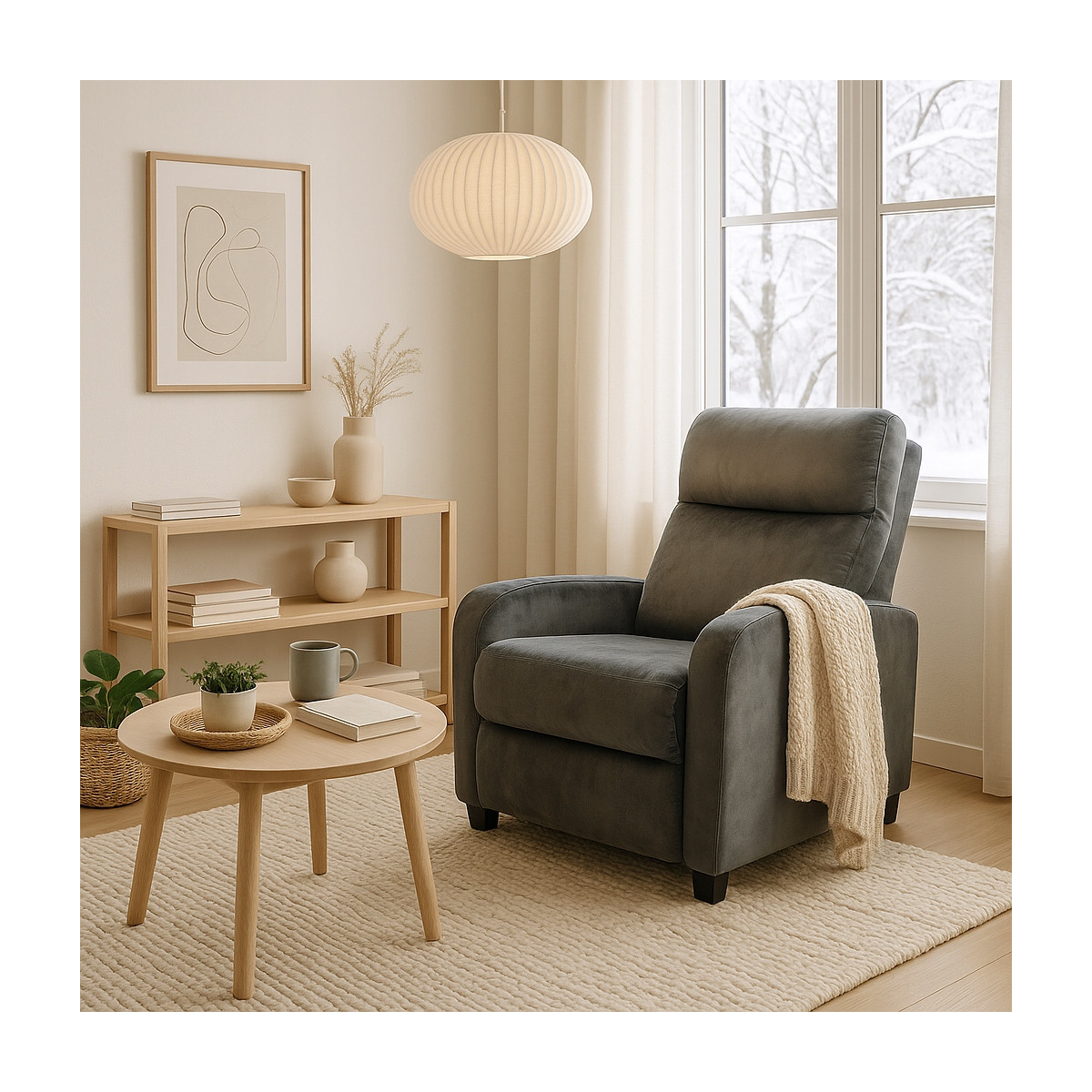 Fotoliu extensibilă de culoare gri - catifea