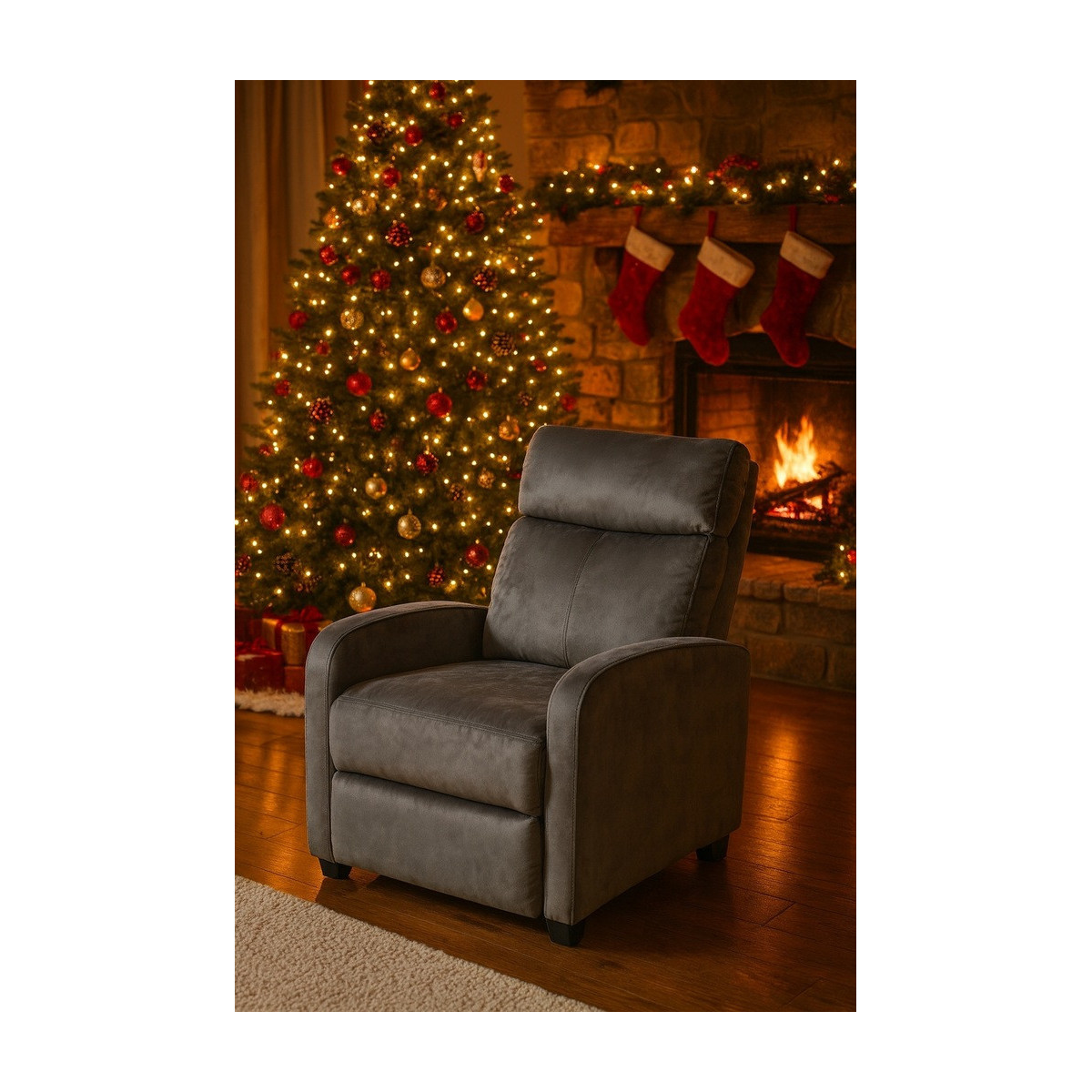 Fotoliu extensibilă de culoare gri - catifea