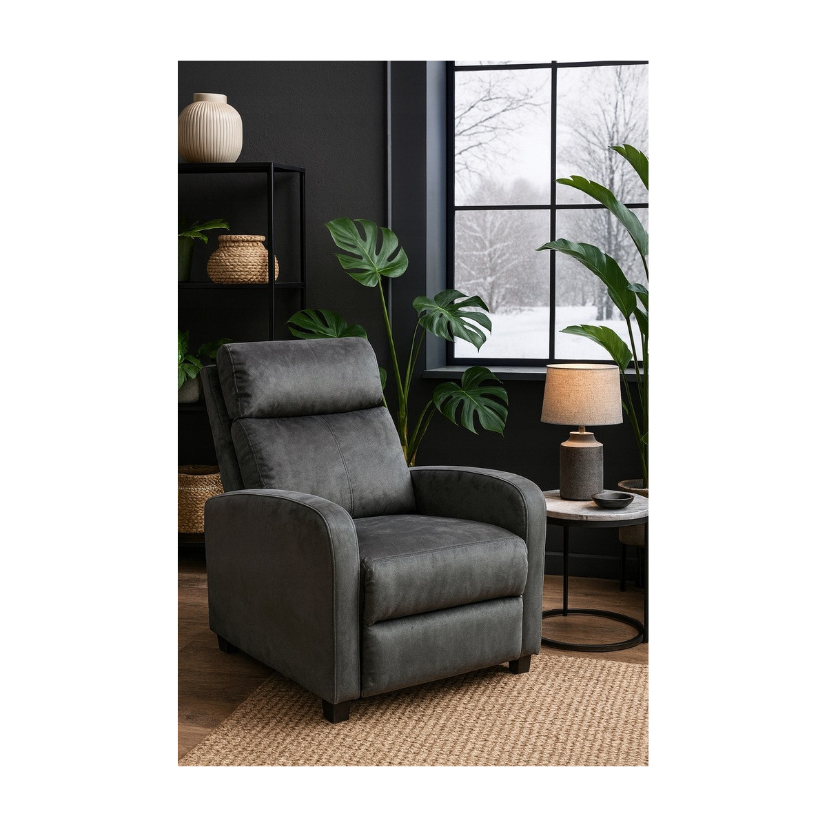 Fotoliu extensibilă de culoare gri - catifea