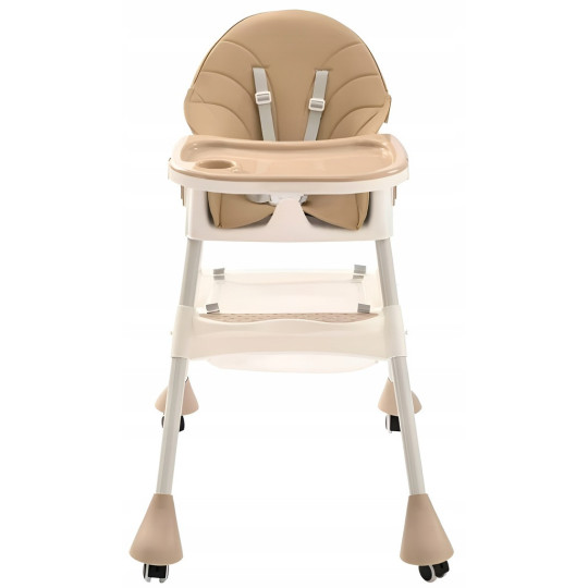 Scaun de masă pentru copii pliabil 4 în 1 cu tavă, bej