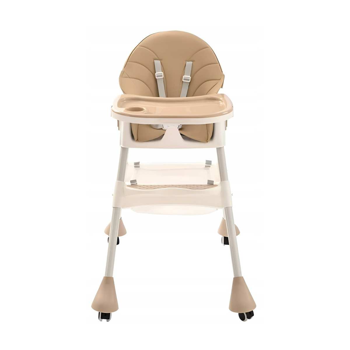 Scaun de masă pentru copii pliabil 4 în 1 cu tavă, bej