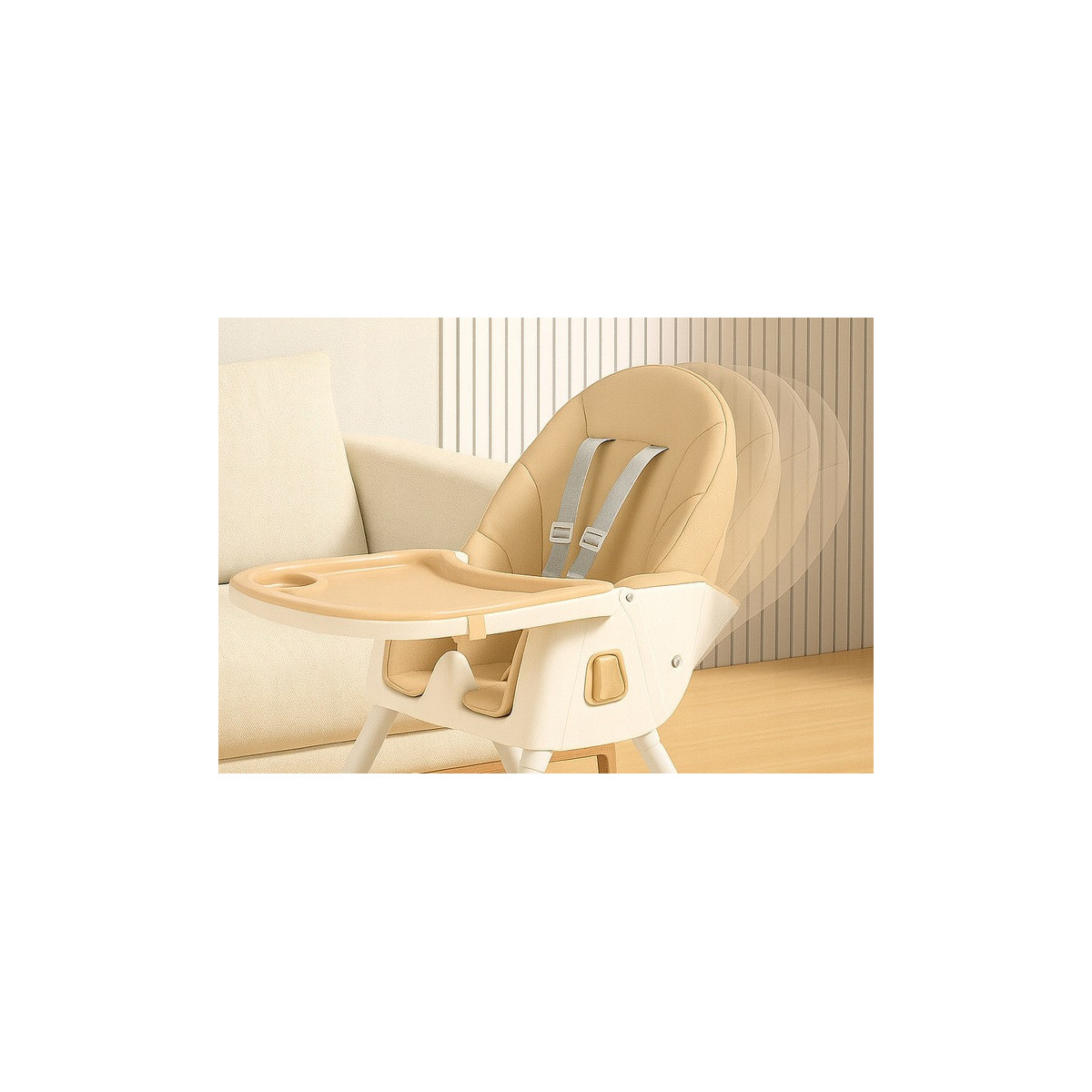 Scaun de masă pentru copii pliabil 4 în 1 cu tavă, bej