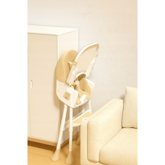 Scaun de masă pentru copii pliabil 4 în 1 cu tavă, bej