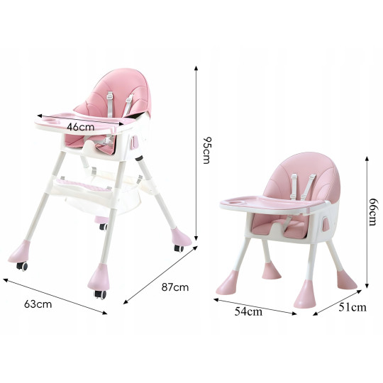 Bancă pliantă roz pentru copii, 4 în 1