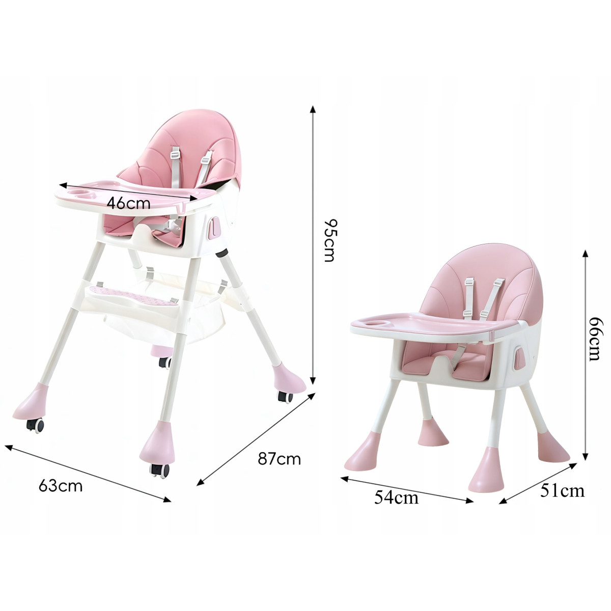 Bancă pliantă roz pentru copii, 4 în 1