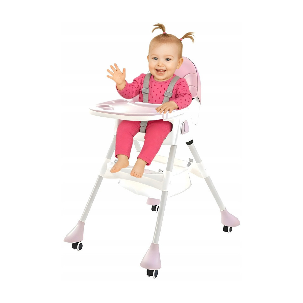 Bancă pliantă roz pentru copii, 4 în 1