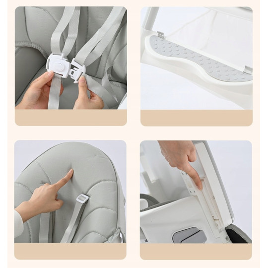 Stolica pentru copii pliabilă pentru hrănire 4 în 1 de culoare albastră