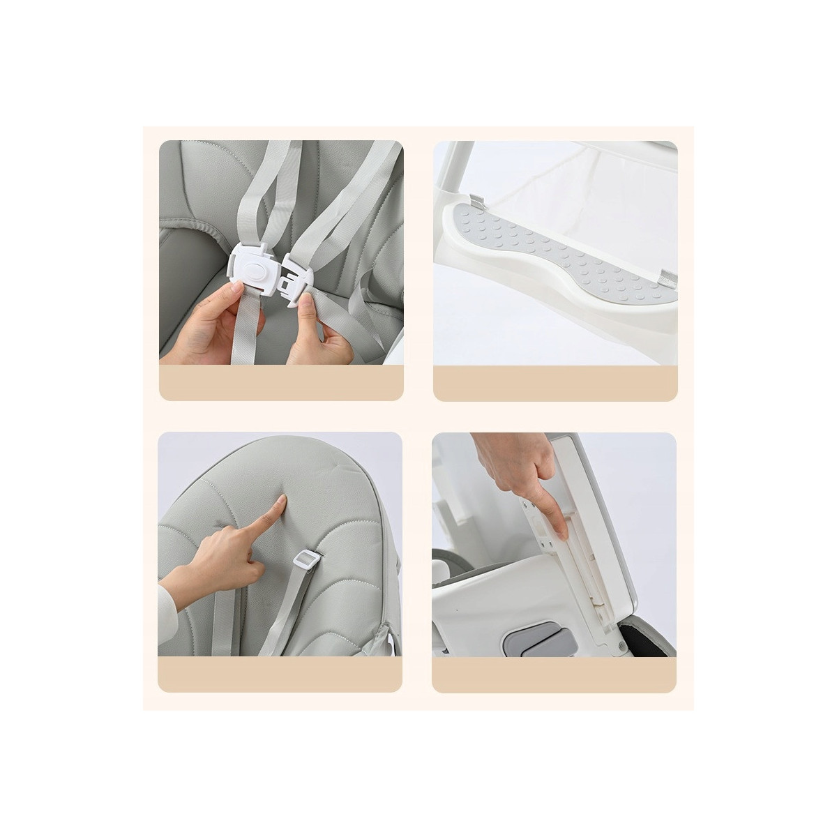 Stolica pentru copii pliabilă pentru hrănire 4 în 1 de culoare albastră