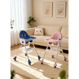 Stolica pentru copii pliabilă pentru hrănire 4 în 1 de culoare albastră