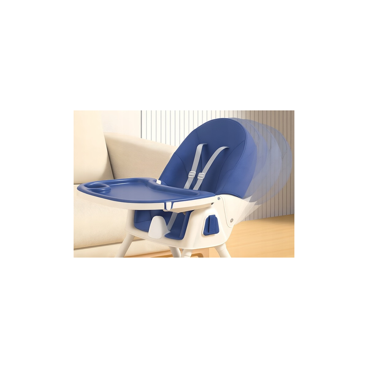 Stolica pentru copii pliabilă pentru hrănire 4 în 1 de culoare albastră