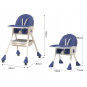 Stolica pentru copii pliabilă pentru hrănire 4 în 1 de culoare albastră