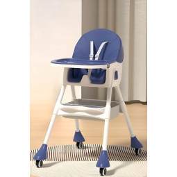 Stolica pentru copii pliabilă pentru hrănire 4 în 1 de culoare albastră