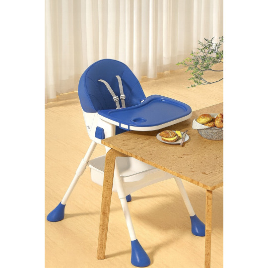 Stolica pentru copii pliabilă pentru hrănire 4 în 1 de culoare albastră