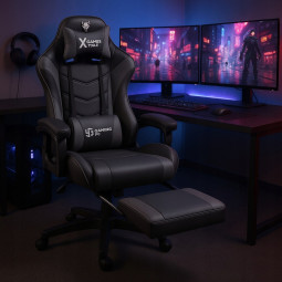 Scaun de gaming reglabile de culoare gri