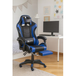 Scaun de gaming pentru PC de culoare albastră