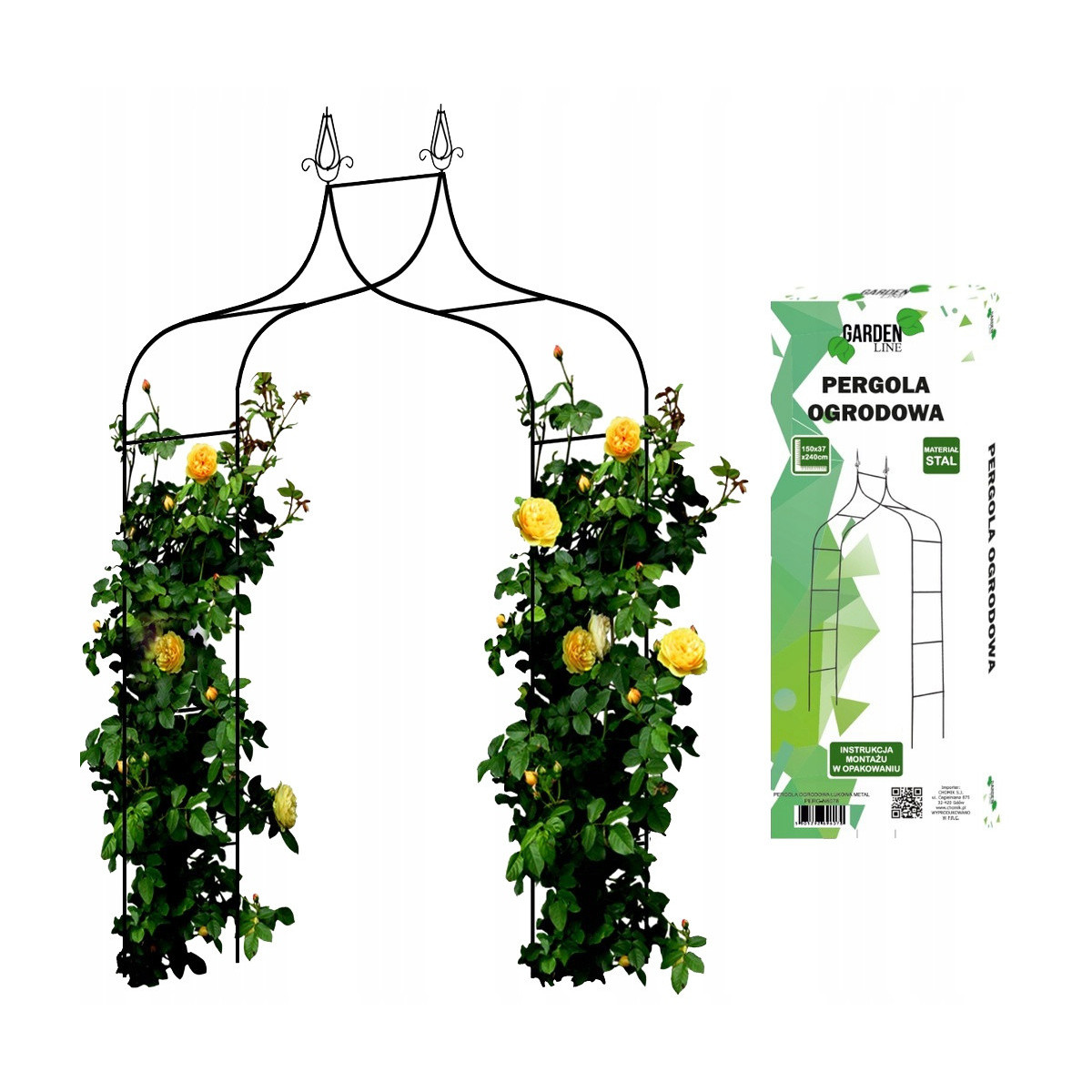 Pergolă de grădină 150 x 37 x 240 CM cu ancorare