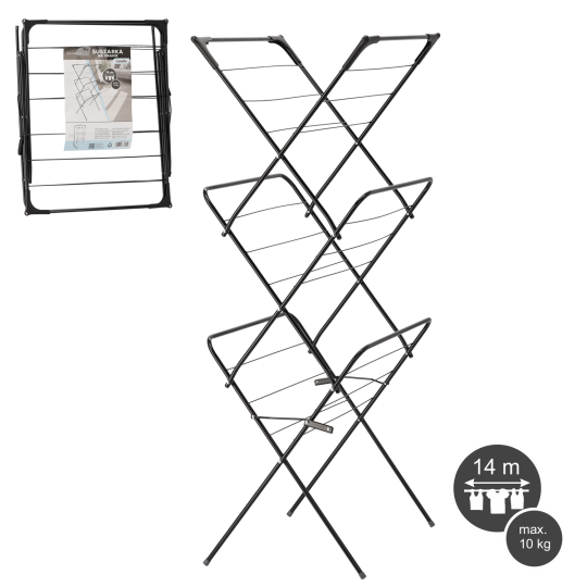 Suport pentru rufe negru 62 x 51 înălțime 136,5 CM